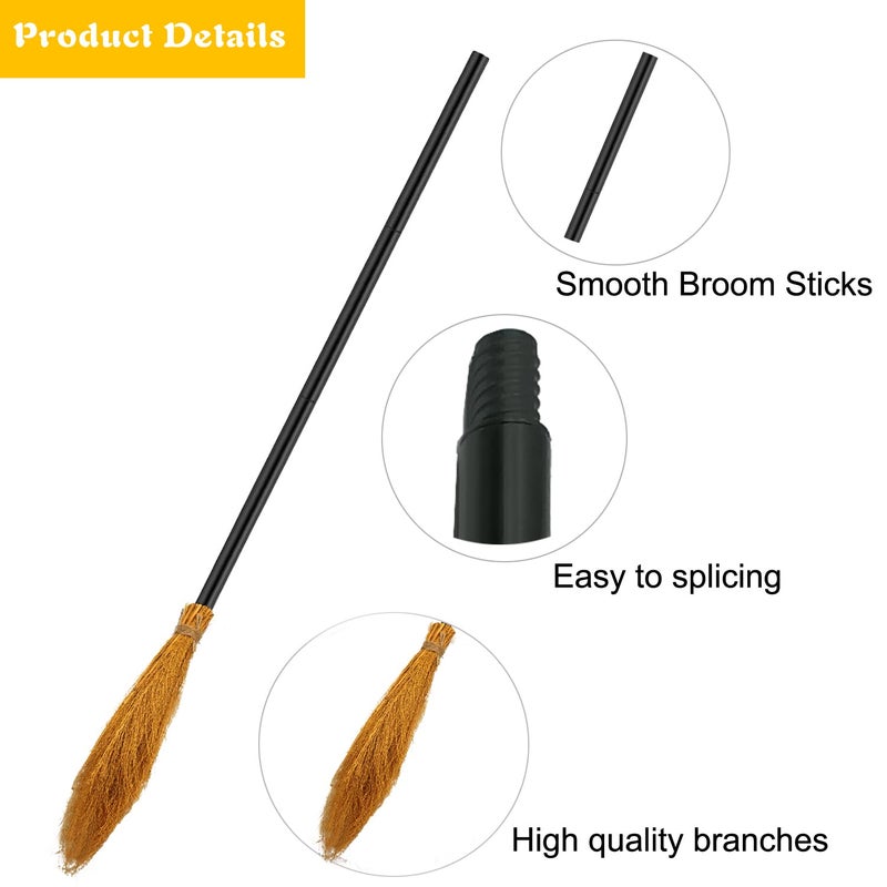 Medoore 4 Pack Halloween Witch Broom Plastic Witch Broomstick Cosplay Broom Props, Realistic Wizard Flying Broom Stick Accessory for Costumes - Image 3
